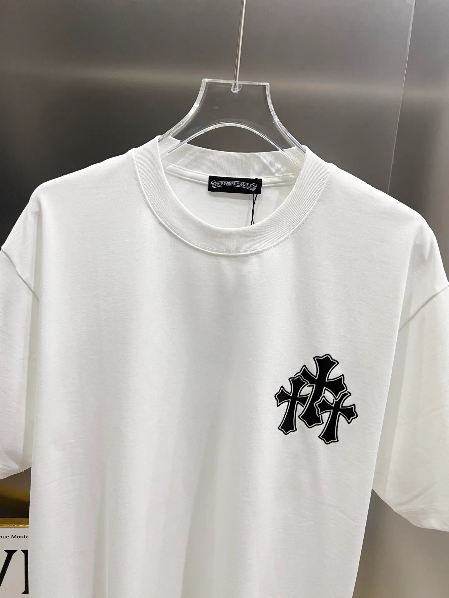 🅿️190 CH Crow 2025 Autumn and Winter New Short-sleeved T-shirt Cross foam design The real thing is great🔥Same size for men and women Loose version Size S M L XL XXL Five sizes Black White